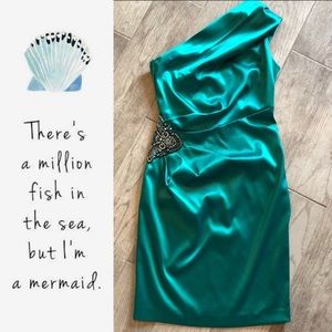 Eliza J Bright Teal One Shoulder Cocktail Dress - image 1